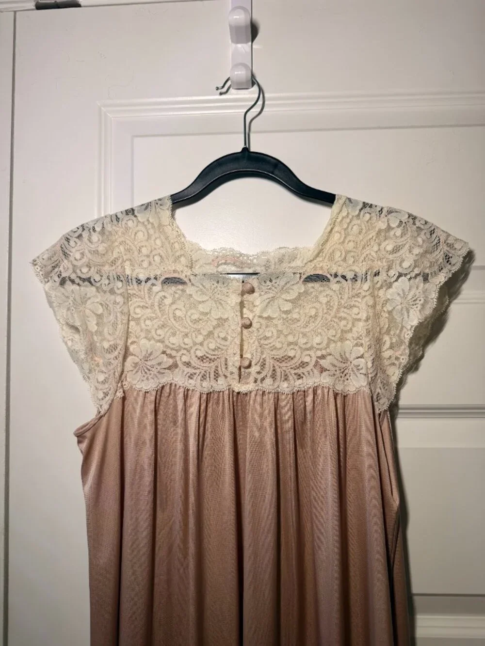 Vintage Shadowline Lace Nightgown | Champagne Pink | Women’s Small